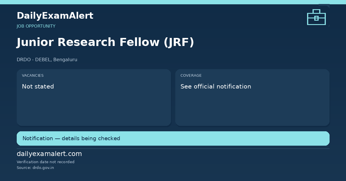 Junior Research Fellow (JRF) — job opportunity summary