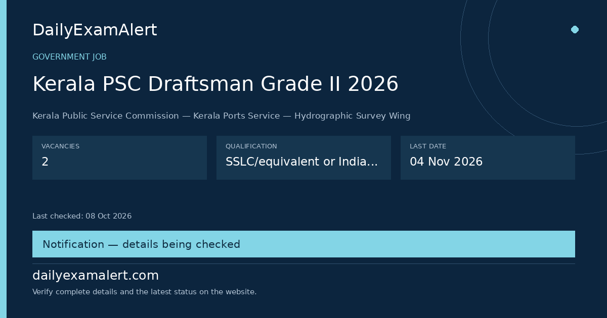 Kerala PSC Draftsman Grade II 2026 — government job summary