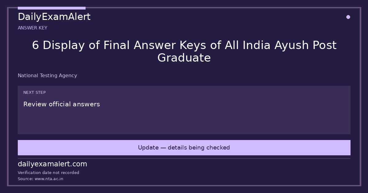 6 Display of Final Answer Keys of All India Ayush Post Graduate — answer key summary