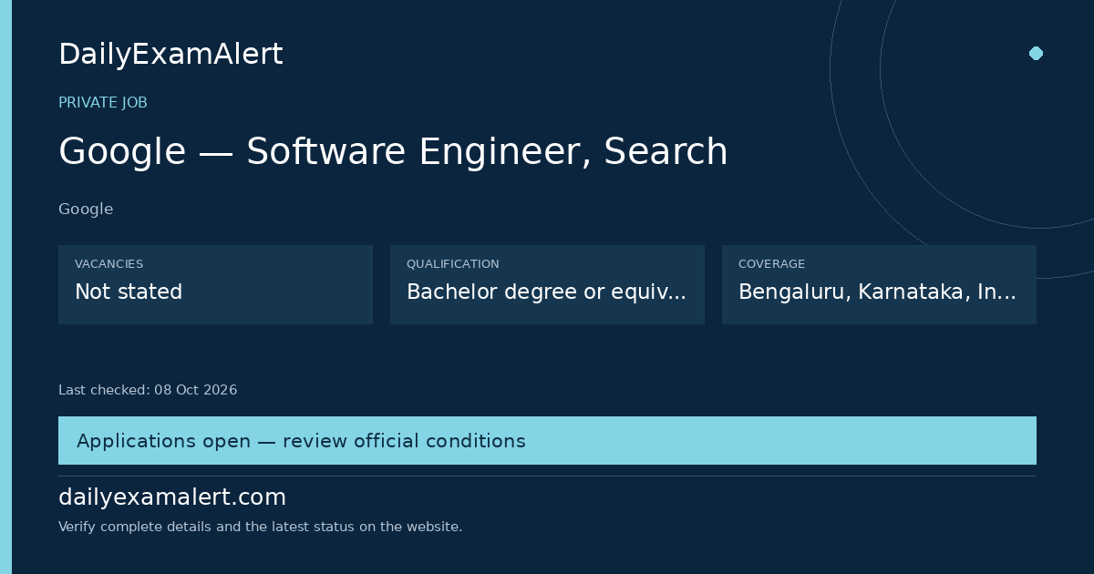 Google — Software Engineer, Search — private job summary