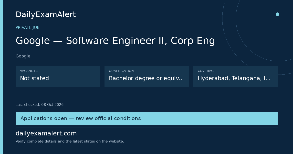 Google — Software Engineer II, Corp Eng — private job summary