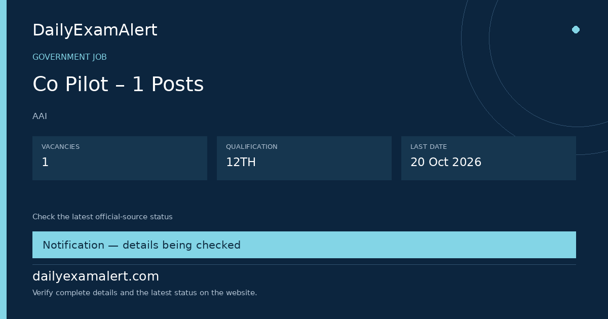Co Pilot – 1 Posts — government job summary