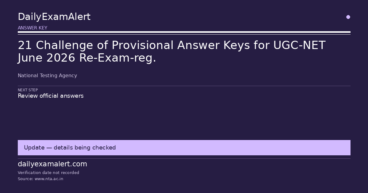 21 Challenge of Provisional Answer Keys for UGC-NET June 2026 Re-Exam-reg. — answer key summary
