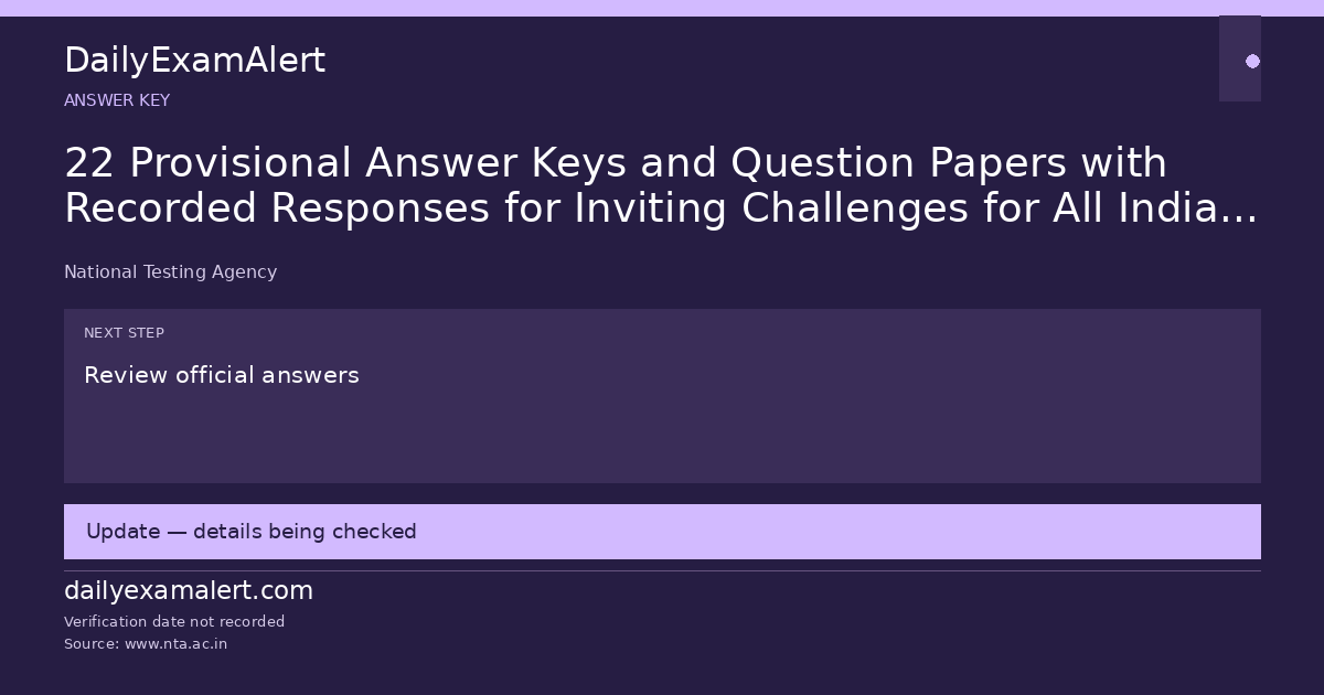 22 Provisional Answer Keys and Question Papers with Recorded Responses for Inviting Challenges for All India Ayush Post Graduate Entrance Test (AIAPGET)-2026 -reg. — answer key summary