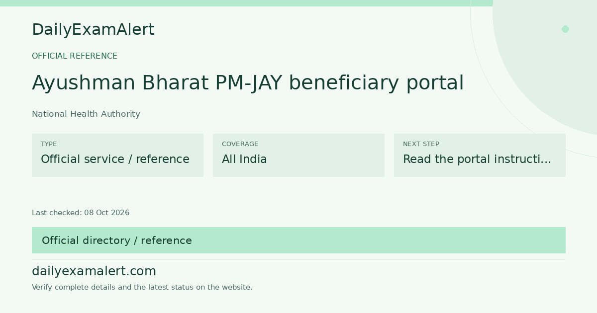 Ayushman Bharat PM-JAY beneficiary portal — official reference summary