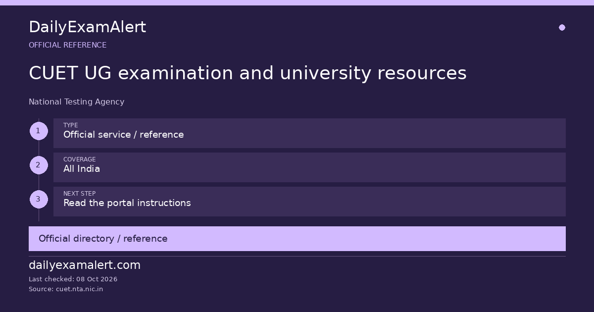 CUET UG examination and university resources — official reference summary