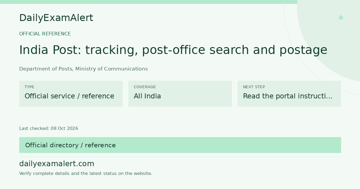 India Post: tracking, post-office search and postage — official reference summary