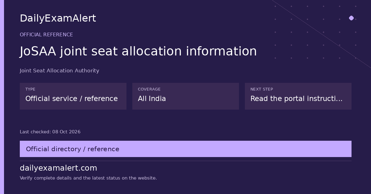 JoSAA joint seat allocation information — official reference summary
