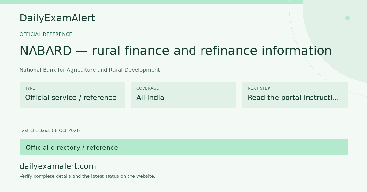 NABARD — rural finance and refinance information — official reference summary
