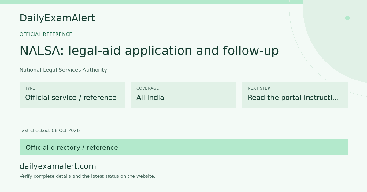 NALSA: legal-aid application and follow-up — official reference summary