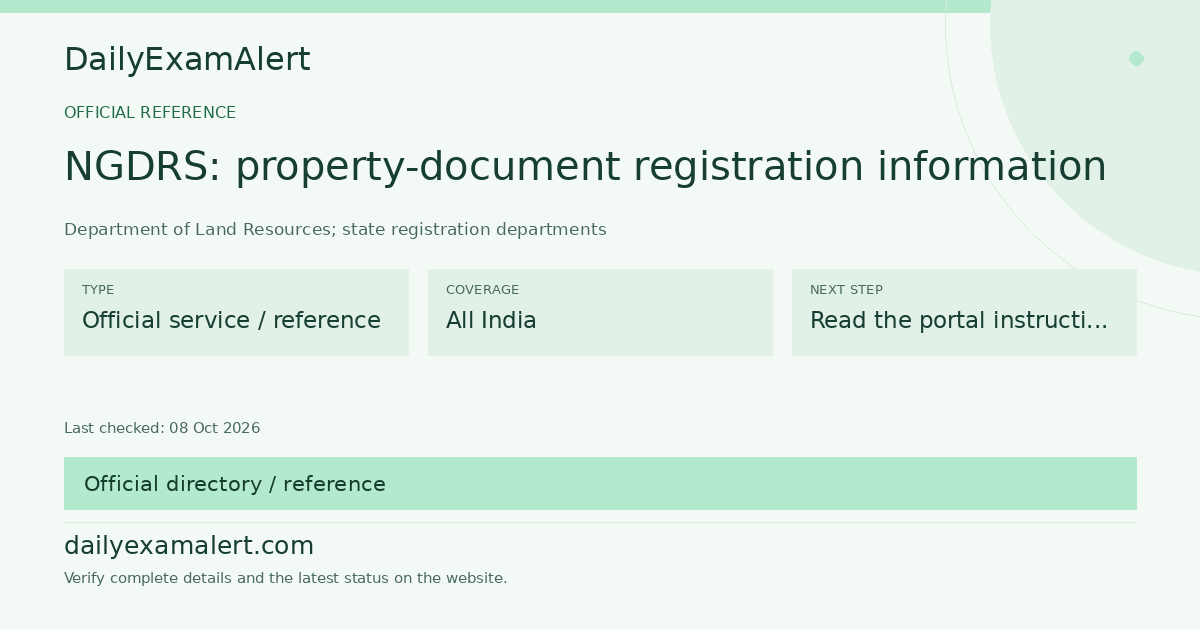NGDRS: property-document registration information — official reference summary