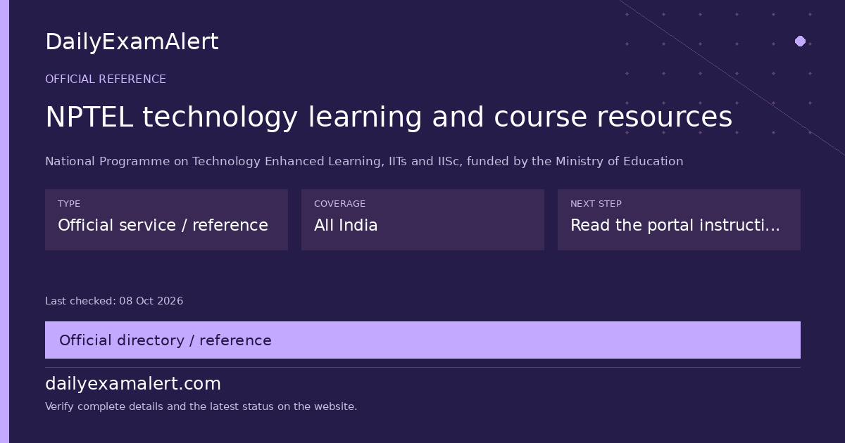 NPTEL technology learning and course resources — official reference summary