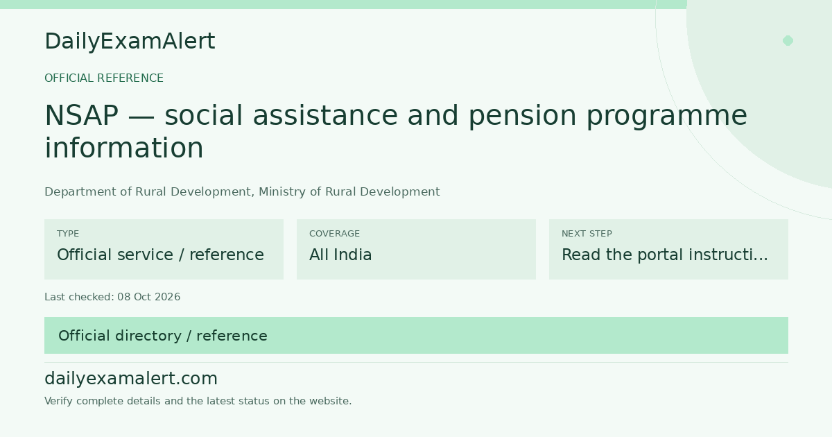 NSAP — social assistance and pension programme information — official reference summary