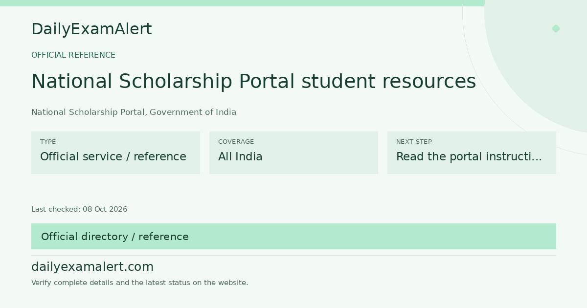 National Scholarship Portal student resources — official reference summary