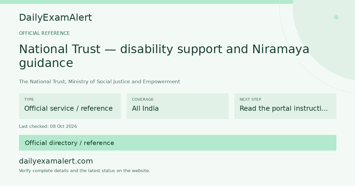 National Trust — disability support and Niramaya guidance — official reference summary