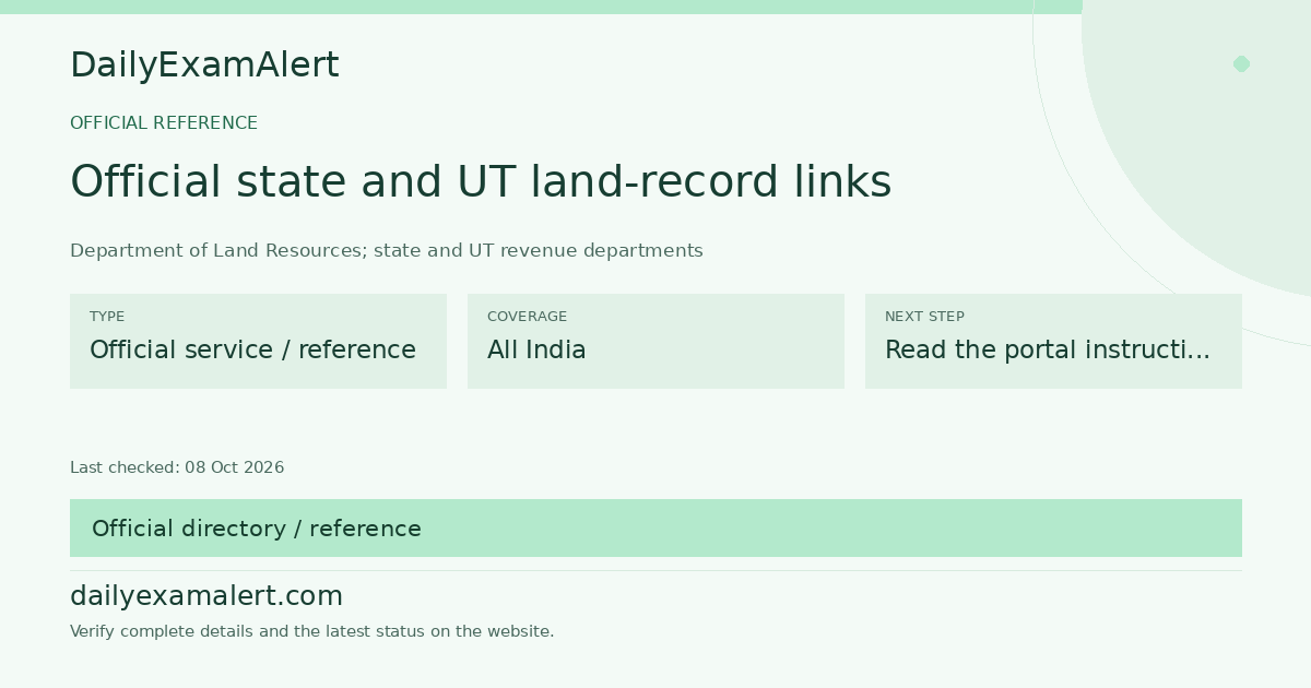 Official state and UT land-record links — official reference summary