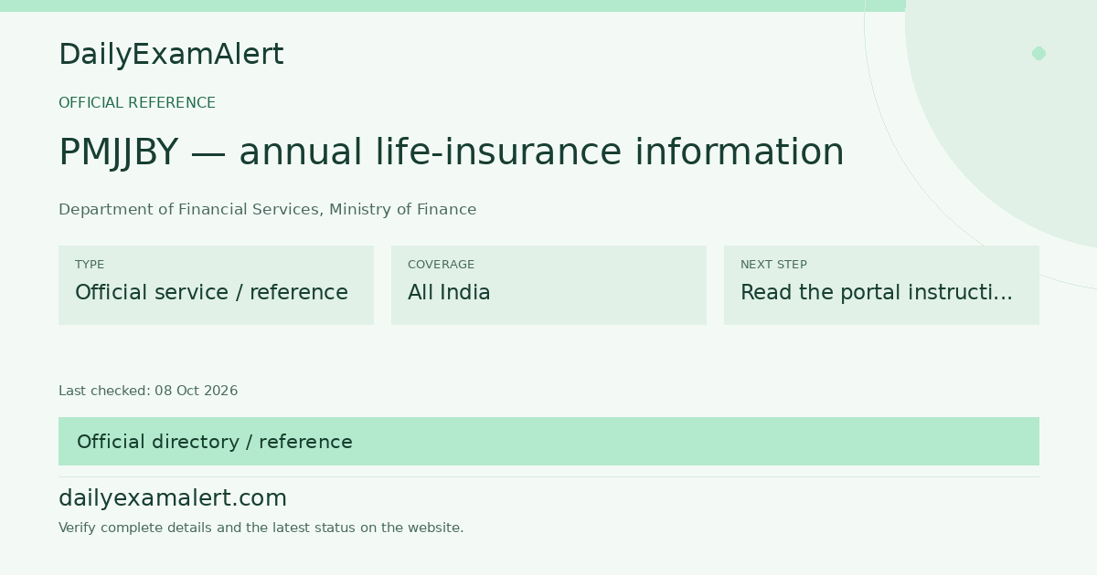 PMJJBY — annual life-insurance information — official reference summary
