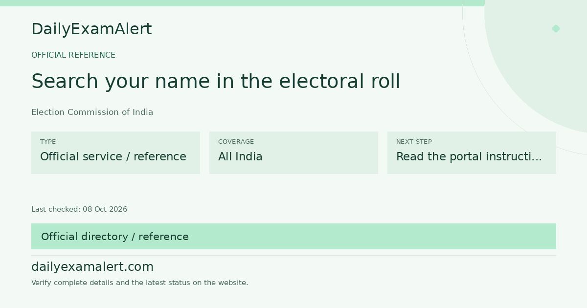 Search your name in the electoral roll — official reference summary