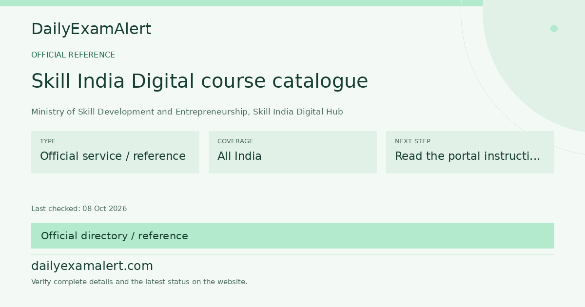 Skill India Digital course catalogue — official reference summary