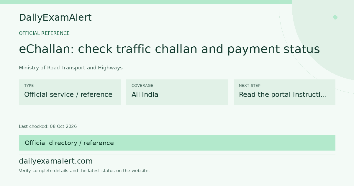 eChallan: check traffic challan and payment status — official reference summary