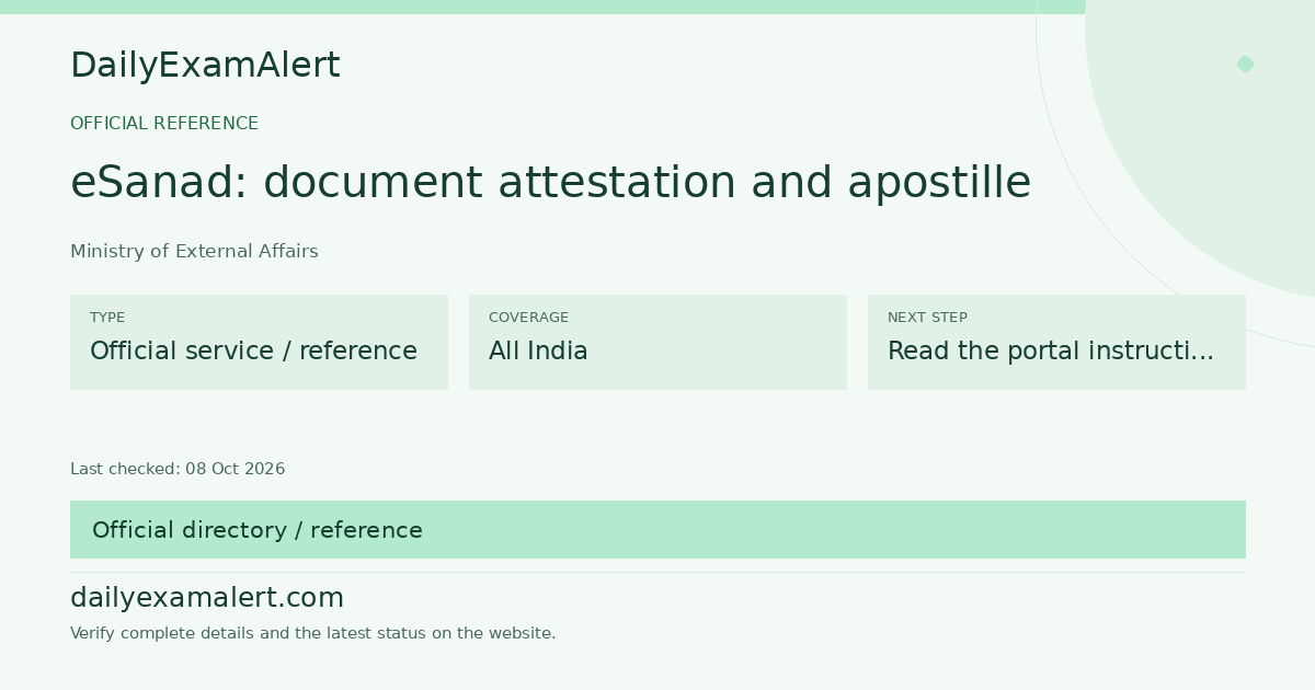 eSanad: document attestation and apostille — official reference summary