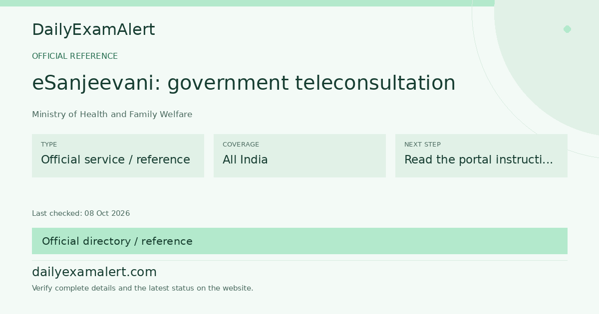 eSanjeevani: government teleconsultation — official reference summary