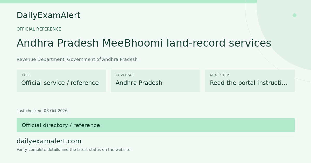Andhra Pradesh MeeBhoomi land-record services — official reference summary