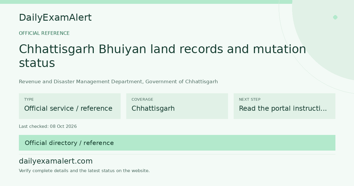 Chhattisgarh Bhuiyan land records and mutation status — official reference summary