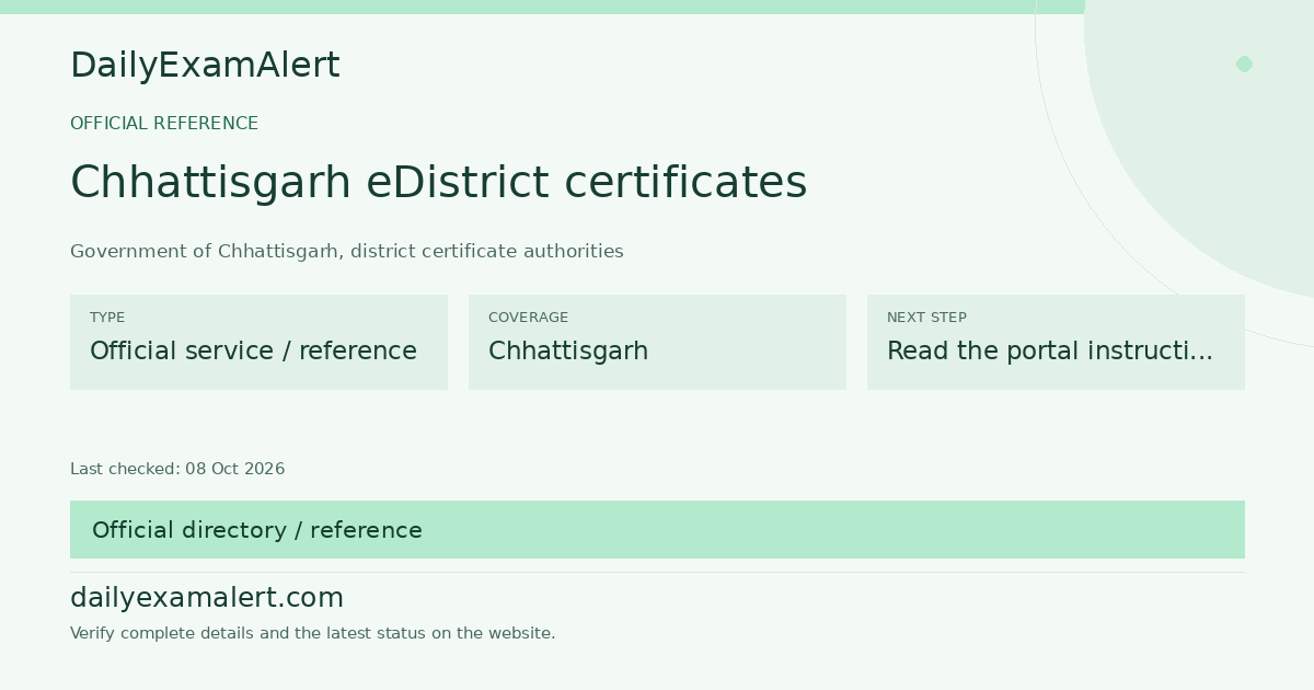 Chhattisgarh eDistrict certificates — official reference summary