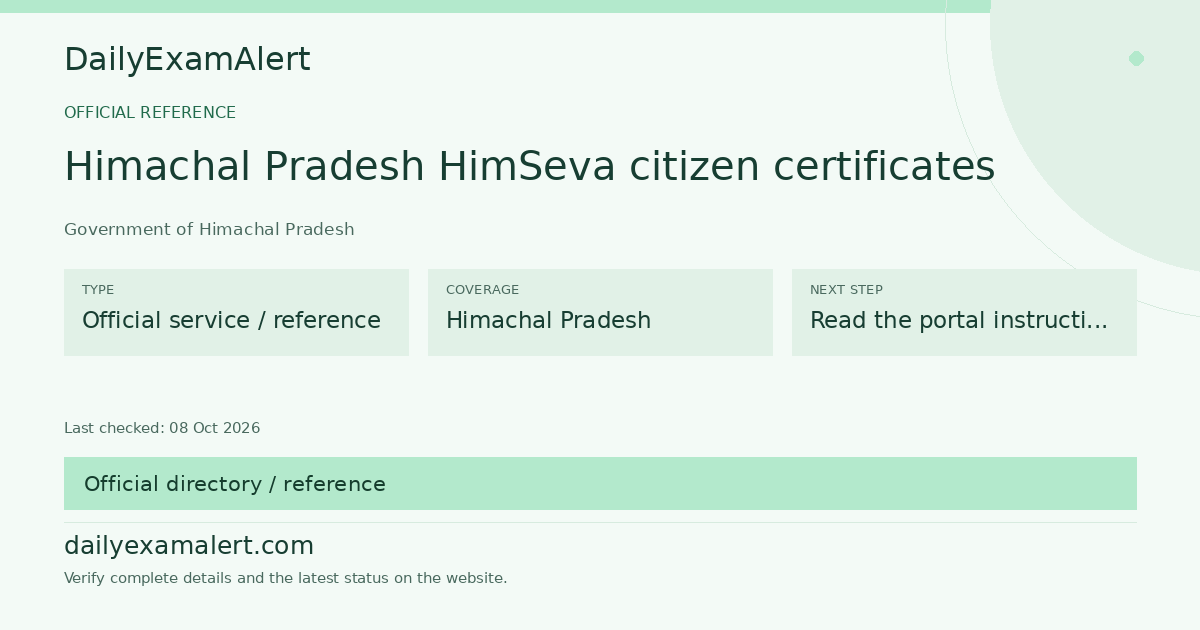 Himachal Pradesh HimSeva citizen certificates — official reference summary