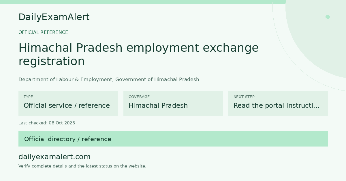 Himachal Pradesh employment exchange registration — official reference summary