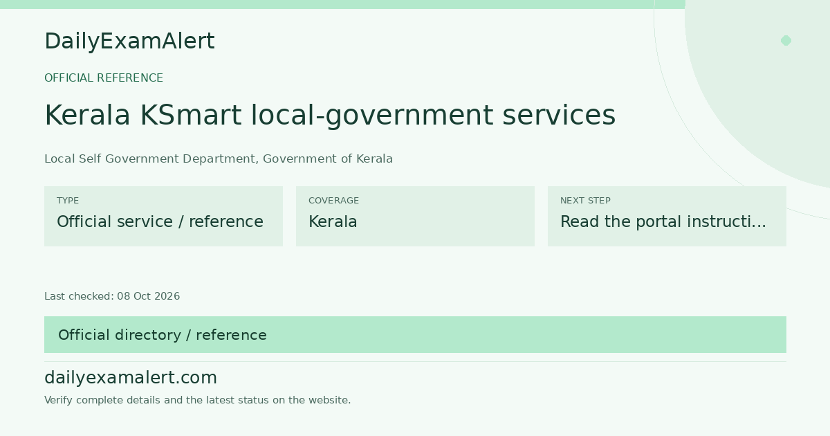 Kerala KSmart local-government services — official reference summary