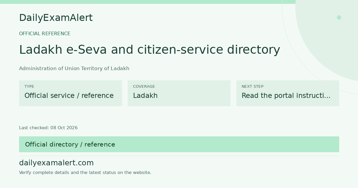 Ladakh e-Seva and citizen-service directory — official reference summary