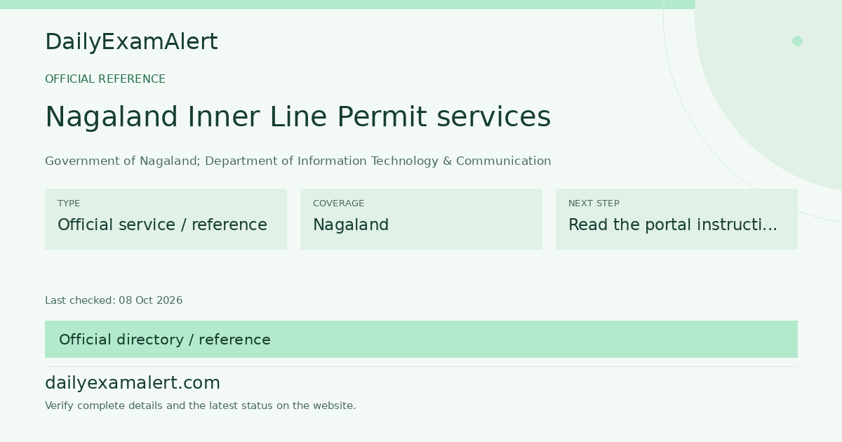 Nagaland Inner Line Permit services — official reference summary