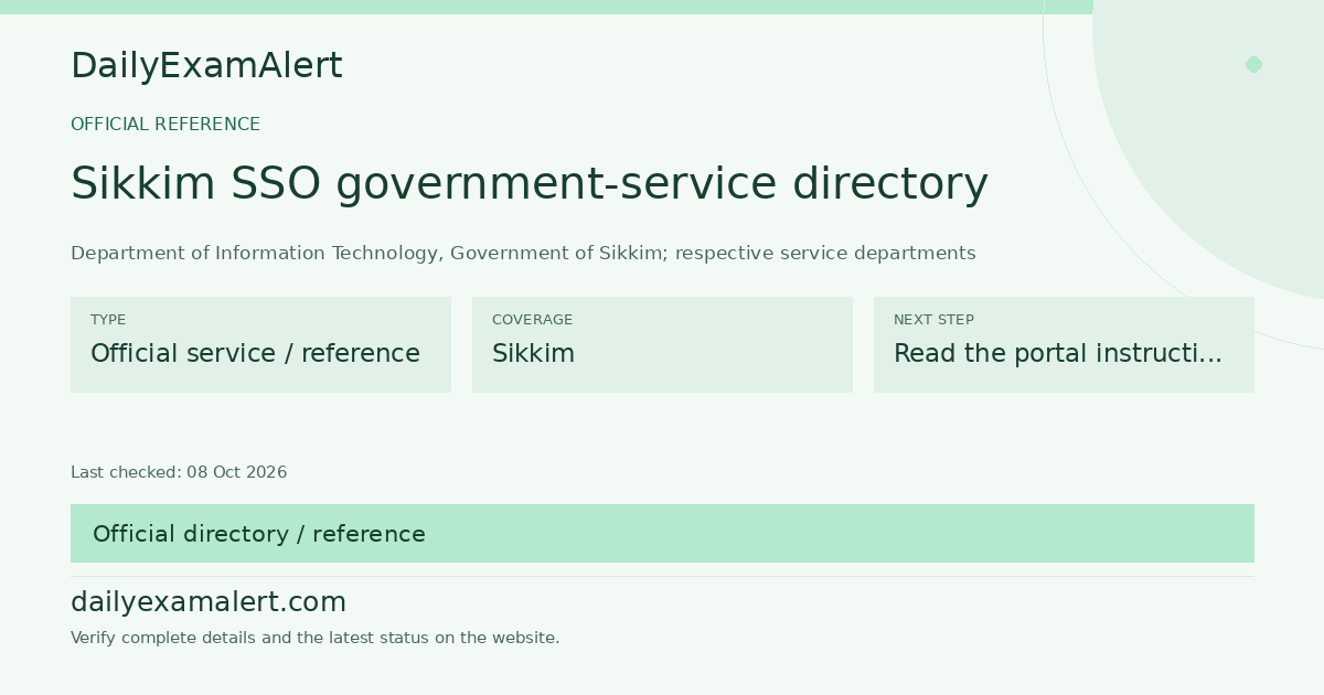Sikkim SSO government-service directory — official reference summary