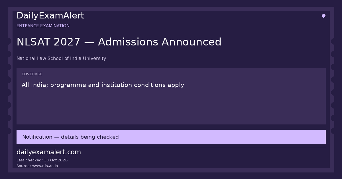NLSAT 2027 — Admissions Announced — entrance examination summary