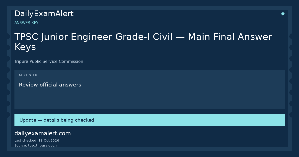 TPSC Junior Engineer Grade-I Civil — Main Final Answer Keys — answer key summary