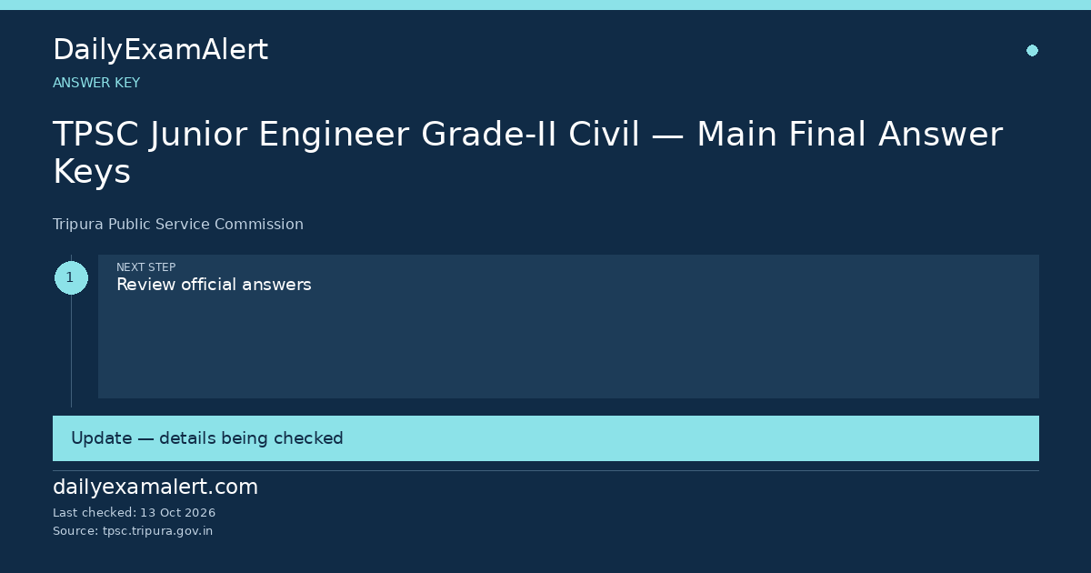 TPSC Junior Engineer Grade-II Civil — Main Final Answer Keys — answer key summary