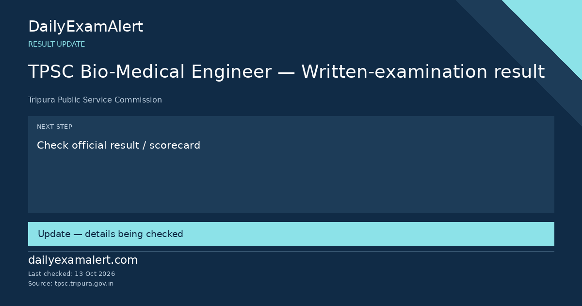 TPSC Bio-Medical Engineer — Written-examination result — result update summary