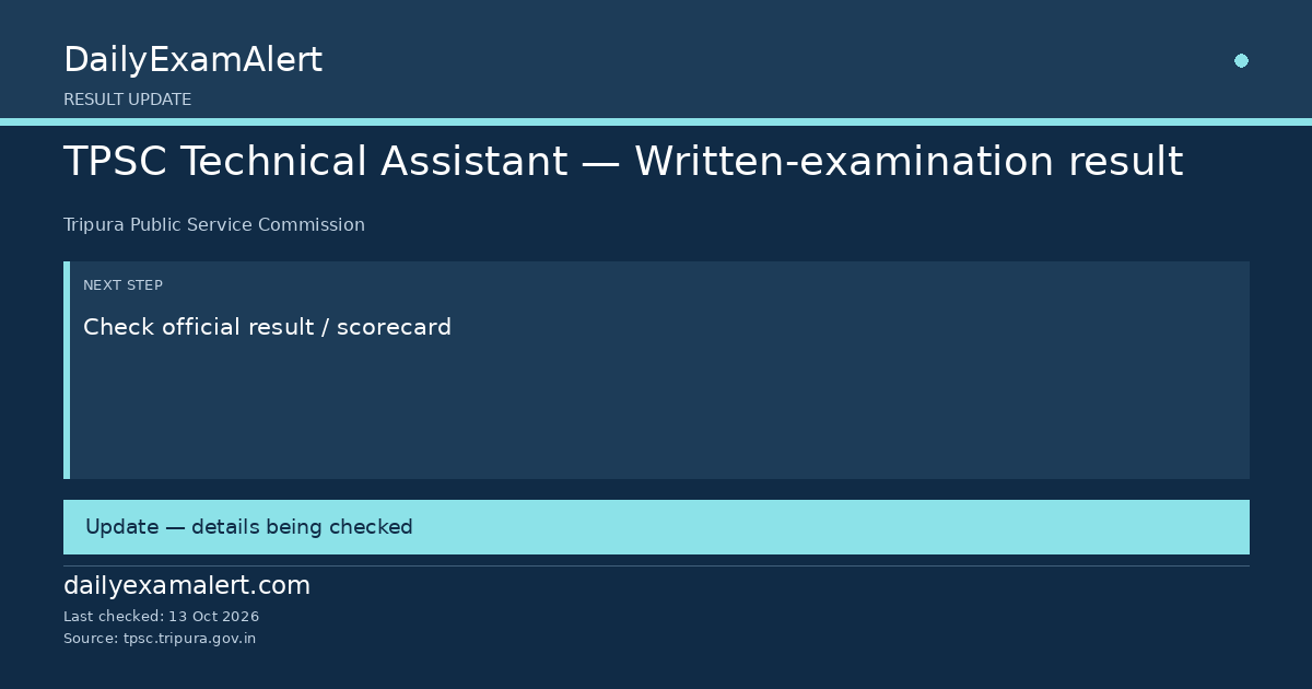 TPSC Technical Assistant — Written-examination result — result update summary