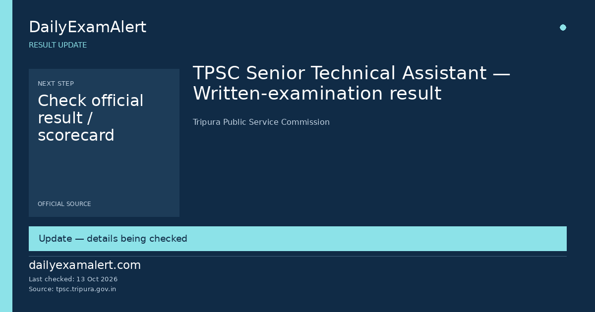 TPSC Senior Technical Assistant — Written-examination result — result update summary
