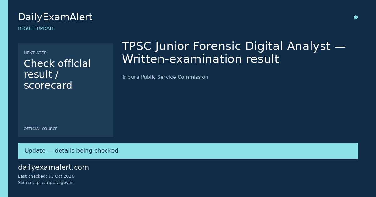TPSC Junior Forensic Digital Analyst — Written-examination result — result update summary