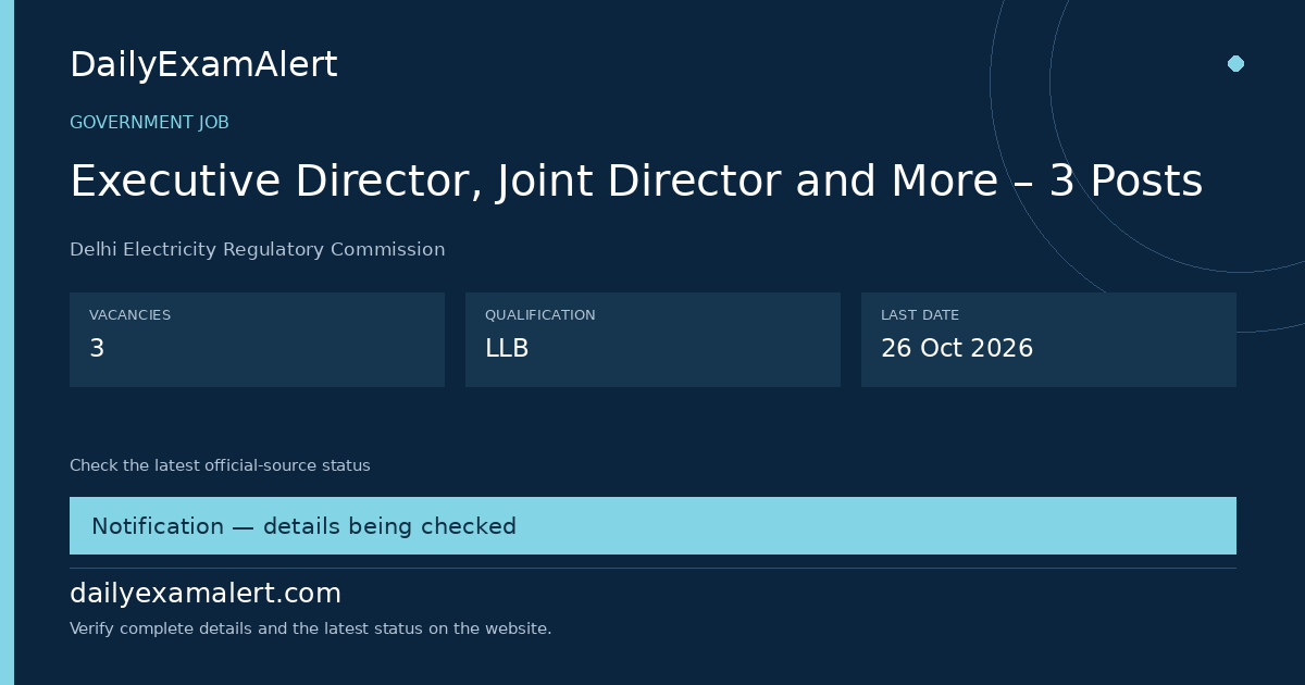 Executive Director, Joint Director and More – 3 Posts — government job summary
