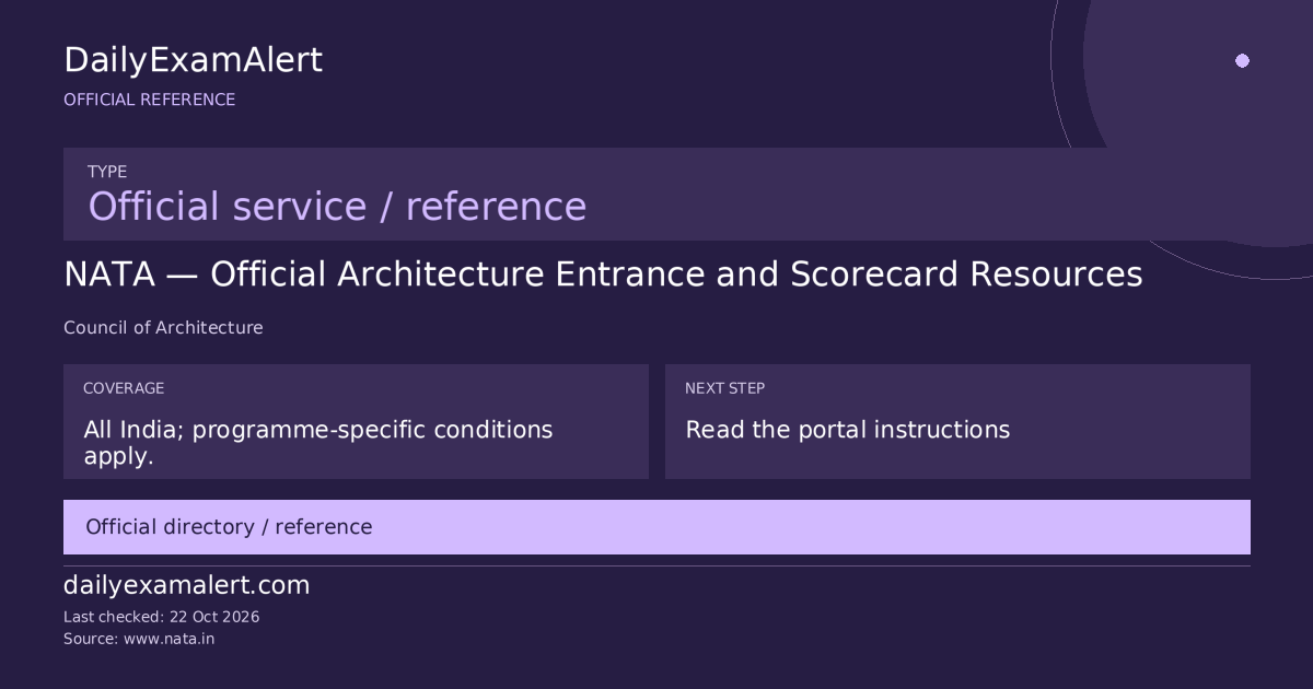 NATA — Official Architecture Entrance and Scorecard Resources — official reference summary