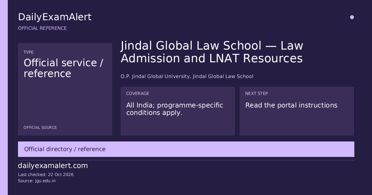 Jindal Global Law School — Law Admission and LNAT Resources — official reference summary