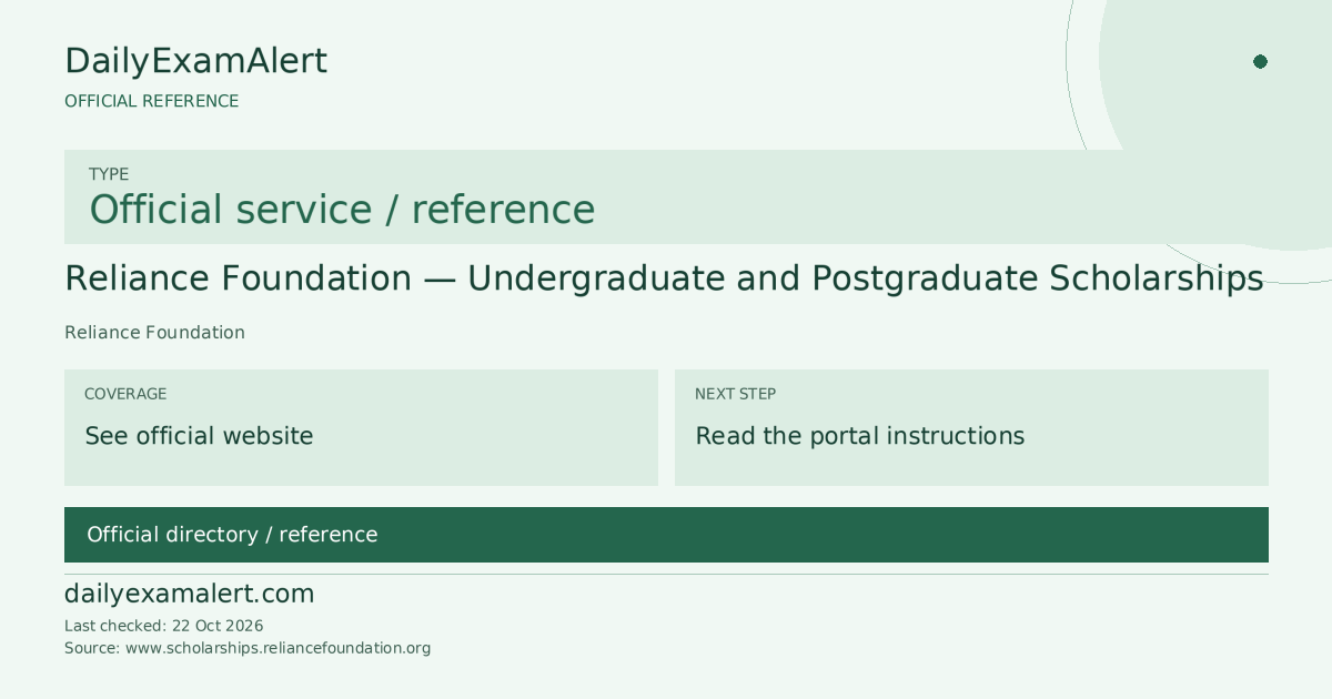 Reliance Foundation — Undergraduate and Postgraduate Scholarships — official reference summary
