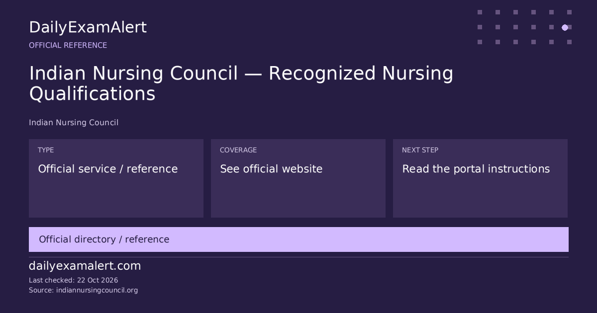 Indian Nursing Council — Recognized Nursing Qualifications — official reference summary