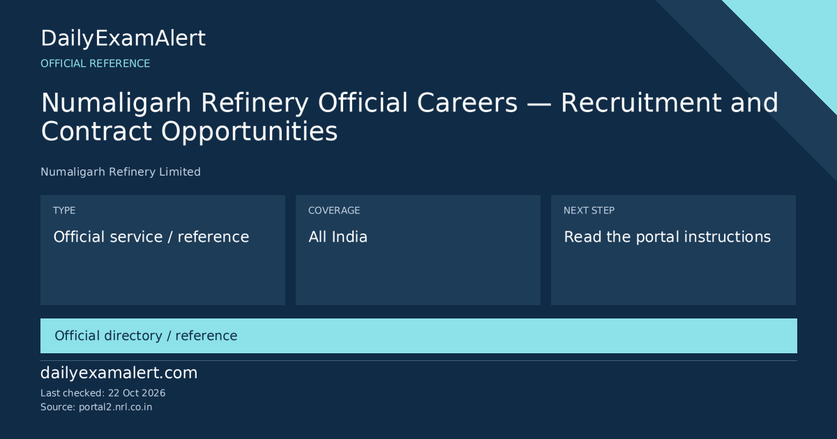 Numaligarh Refinery Official Careers — Recruitment and Contract Opportunities — official reference summary