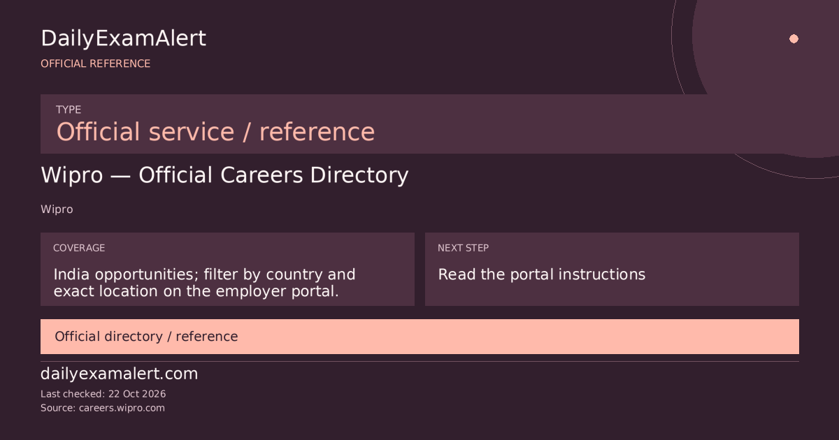 Wipro — Official Careers Directory — official reference summary