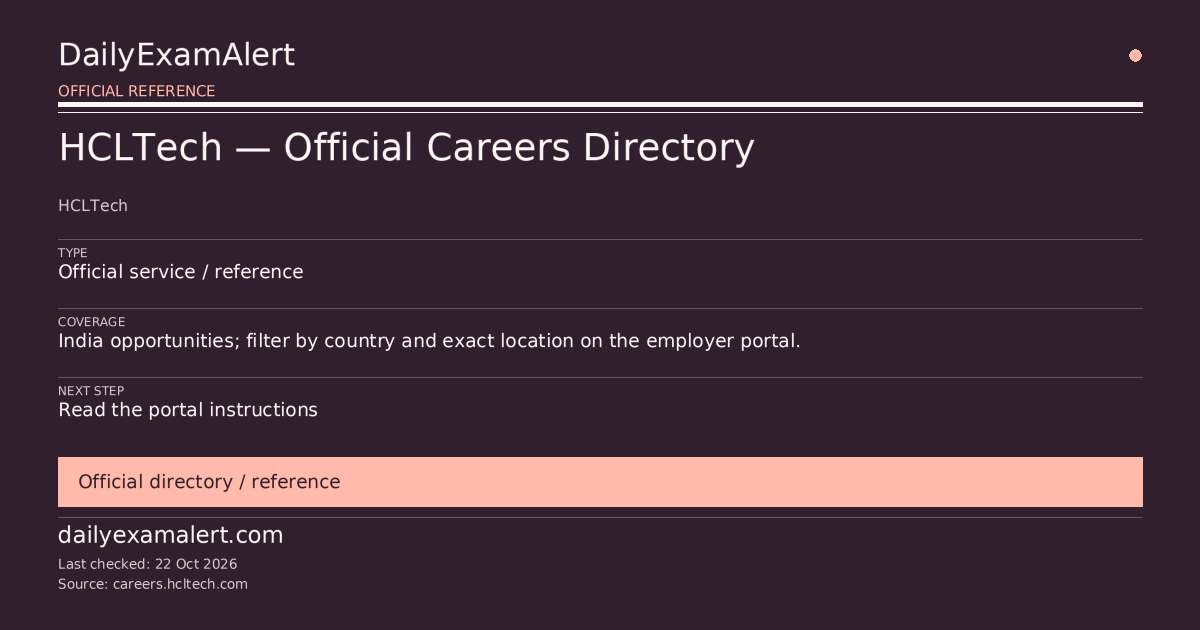 HCLTech — Official Careers Directory — official reference summary